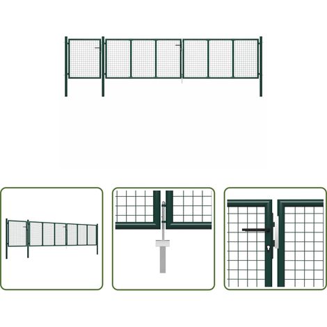 vidaXL Gartentor 500 cm - Gartentor aus Stahl 500 x 100 cm Grün (1/5)