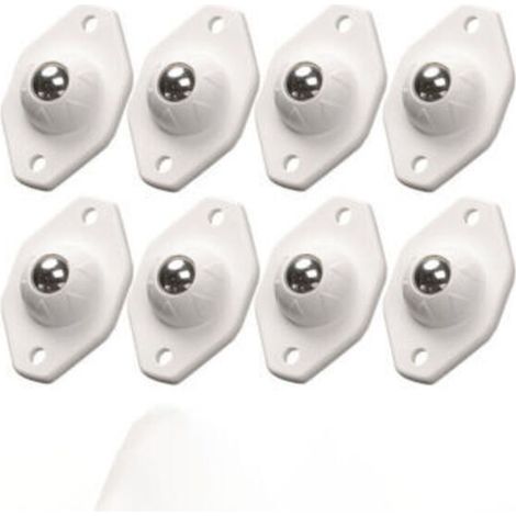 Lot de 8 Mini Roulettes Plates Acier 360° Blanc - Universelles pour Petits Appareils & Boîtes de Rangement (1/5)