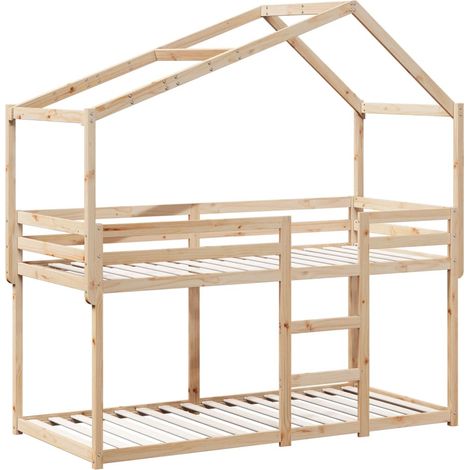vidaXL Letto a Castello con Tetto 80x200 cm in Legno Massello di Pino (1/4)