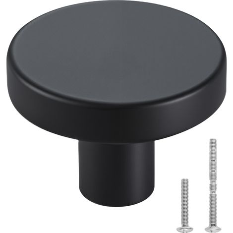 Bouton de Meuble, Lot de 10, Poignée de Placard, 3,2 cm, en Alliage de Zinc, Forme Champignon, avec Vis, Bouton pour Tiroirs, Portes, Commodes, Armoires, Salle de Bain, Chambre à Coucher, Noir (1/5)