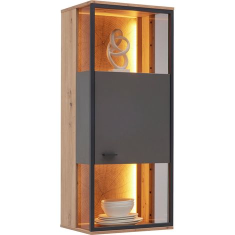 Mömax Hängevitrine Florenz Grau/Schwarz/Eiche Artisan (1/5)