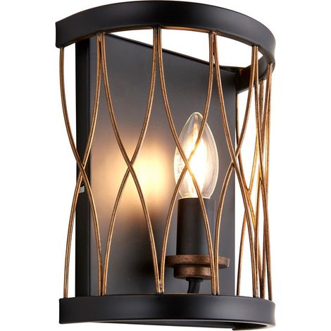 Endon Heston - Applique da parete a 1 candela per interni nero opaco, effetto bronzo rustico, attacco E14 (1/5)