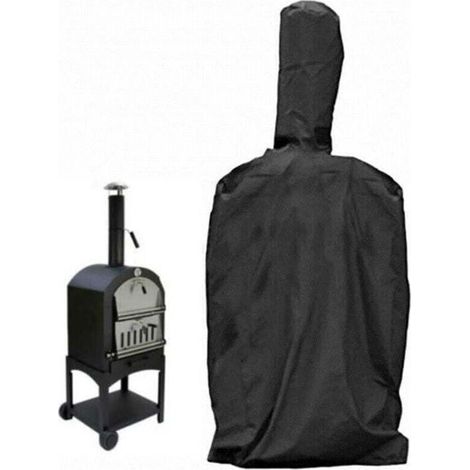 Pizzaofen-Abdeckung für den Außenbereich, Schutzhülle für Gartenofen mit Kordelzug, wasserdicht, staubdicht, schwarzes Oxford-Gewebe, 45 × 65 × 165 cm (1/4)