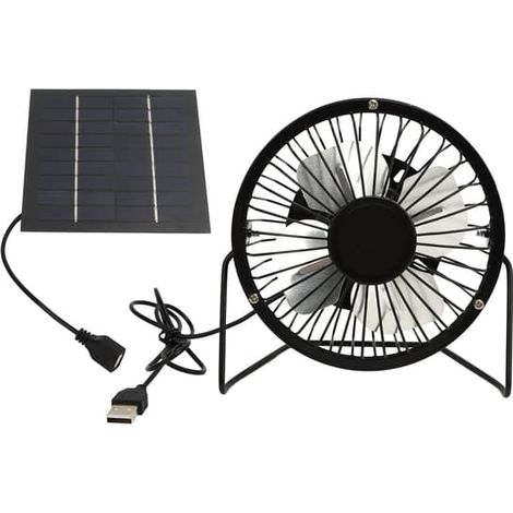 Ventilateur solaire 5W USB à panneau solaire orientable à 360 degrés pour serre, poulailler ou chenil extérieur (1/5)