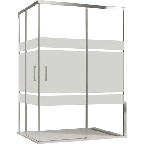Box doccia angolare 2 lati scorrevoli serigrafato h195cm 8mm aktual frost, misura 70x100 (1/5)