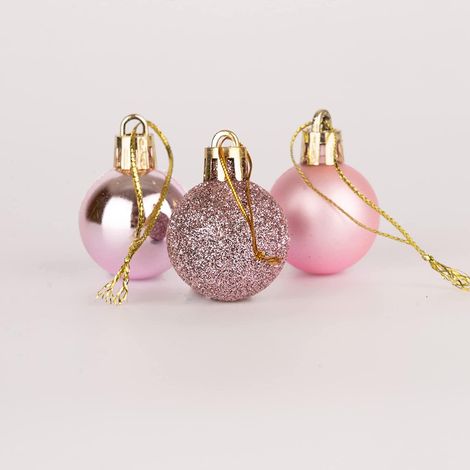 BAUBLES PALE PINK 3CM 12PCS SET PVC (1/5)