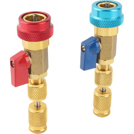 Ortviai Outil de démontage et installation rapide des cœurs de valve R134A pour climatisation – 2 pièces en cuivre, haute et basse pression