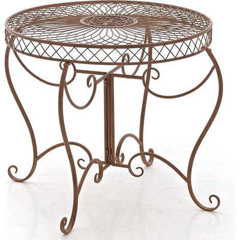 Mesa de jardín balcón terraza diseño rústico altura 69 cm en metal marrón envejecido 100003052 (1/5)