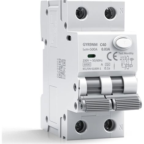 30 mA 40 A 1P+N Typ A Fehlerstromschutzschalter RCBO 6 kA MCB Fehlerstromschutzschalter AC230 V Überlast- und Kurzschlussschutz GYR9NM (1/5)