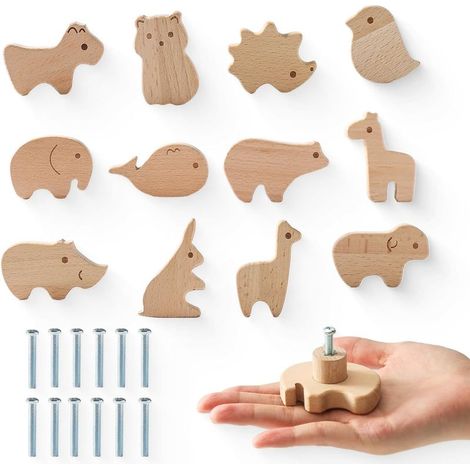 Set di 12 pomelli in legno per mobili da cameretta. (1/5)