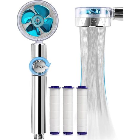 Water-saving and anti-scale high-pressure shower head, three-stage filtration system, 3 replaceable filter elements (1/5)
