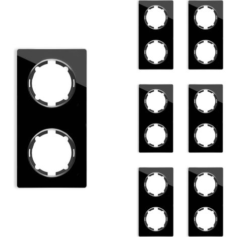 Plaque de finition Garda, en verre, 2 postes, vertical (lot de 7) - noir (1/4)