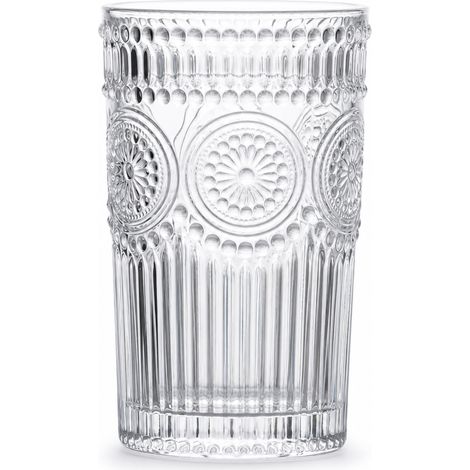Verre rétro à relief de tournesol, modèle haut 250 à 320 ml — verre décoratif cadeau (1/5)