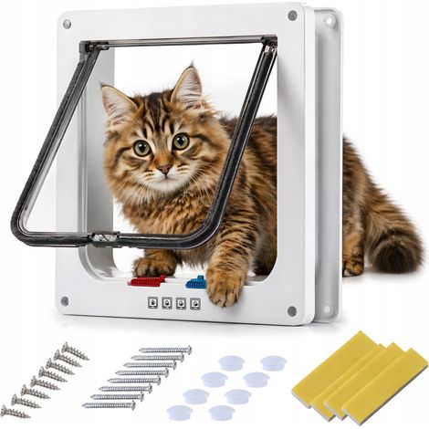 Porta a battente a doppia anta per cani e gatti con sportello XL a 4 vie, bianca (1/5)