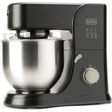 Black & Decker Küchenmaschine aus Edelstahl 1000W 5.2L 8 Geschwindigkeiten + Turbo Schwarz ES9130080B (1/4)