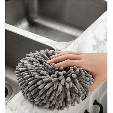 Serviettes main - Non spcifi - 20x20 cm - Chenille - Blanc et gris - 2 pices Blanc gris Blanc gris TORCHON (1/4)