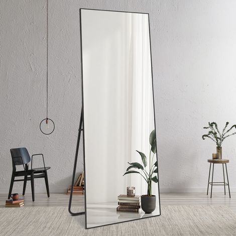 Specchio grande 180x80cm verticale da terra parete nero moderno Hamstur-B