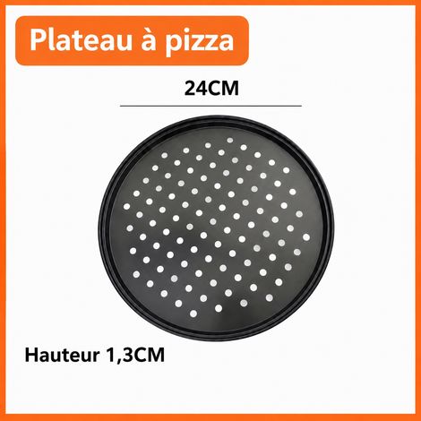 Plat à pizza rond perforé 24 cm en acier au carbone antiadhésif 24cm réf 0163 24 × 24 × 1,6 cm 500 g – Livraison gratuite