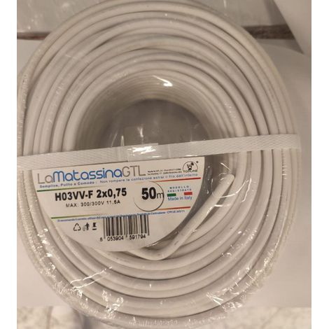 Cable multifilar h03vv-f go-at topline 2x0,75 50 metros- h03vv-f/2x075/b50