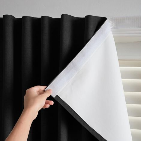 Rideau Occultant Auto-Adhésif sans Percage 64x102cm Noir Triple Couche Anti-UV Isolation Thermique Réduction Bruit Protection Intimité Fenêtre (1/5)