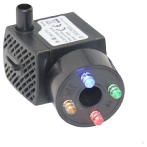 Pompe d'aquarium avec 4 lumières LED multicolores Mini pompe à eau 300 l/h résiste au brûleur sec (48 heures), pompe pour aquarium, bassin, fontaine, jardin, pas de bruit, câble 1,5 m (1/4)
