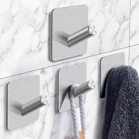 Set of 4 Adhesive Bathroom Wall Hooks (1/5)