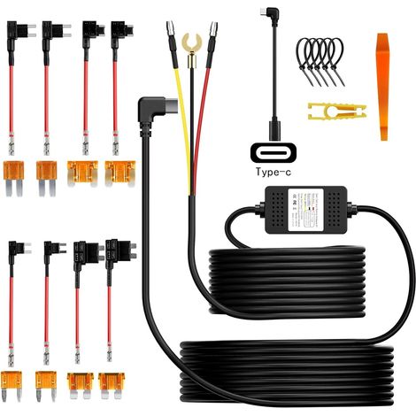 Kit D'alimentation Permanent - Pour Dashcam - Entrée 12 V / 24 V - Protection Basse Tension - Câble 3,5 M - 8 Fusibles - Mode Parking Et ACC (1/5)