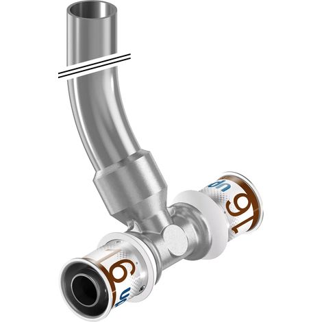 Uponor S-Press PLUS Racor en T conexión radiador plated 16-15CU-16 l=350mm, 1070681