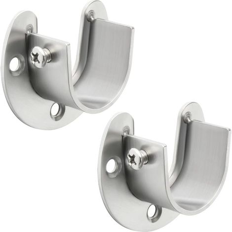 2 Pcs Brossé Support Tringle Rideaux Support Barre Penderie en Acier Inoxydable, Réglable Fixation Attache Tringle Rideau Dressing pour Tige de 24 à 29MM de Diamètre (1/5)