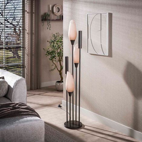 Lampadaire 5 lampes 35x175 cm en verre givré brun et bronze - KOTZY