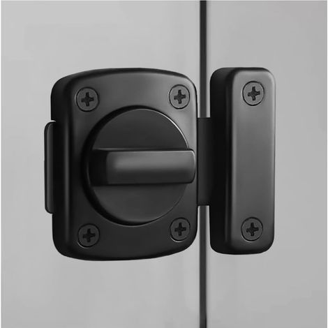 Verrou de porte de sécurité pivotant bidirectionnel - Verrou de porte pivotant solide pour toilettes - Verrou de sécurité de nuit pour intérieur et extérieur (1/5)