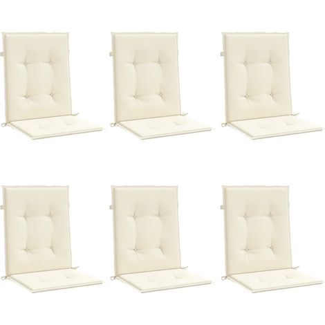 Cojín silla jardín respaldo bajo 6 uds tela Oxford crema vidaXL