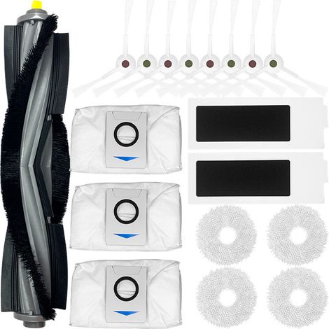 Zubehörset für Ecovacs Deebot T20 Omni/T20e Omni Roboterstaubsauger, 4 Paar weiße Seitenbürsten + 2 Filter + 1 Walzenbürste + 4 Wischtücher + 3 Staubbeutel (1/5)