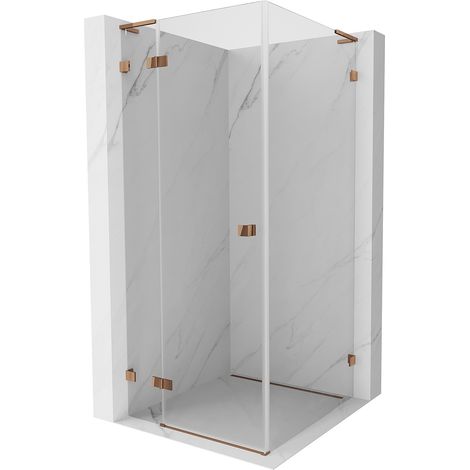 Mexen Lunar L Duschkabine schwenkbar links 90 x 90 cm, transparent, Roségold - 834L-090-090-60-00-L (1/5)