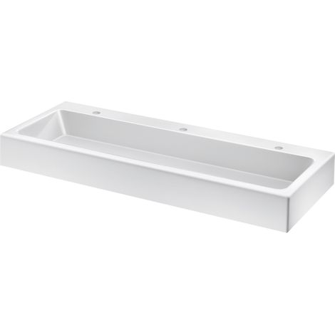 Delabie – Vasque suspendue MINERALCAST encastrée L 1800 – 3 places de lavage – Surface homogène et sans pores – Vidange à clapet Ø 35