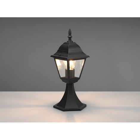 Sockelleuchte LIVENZA nostalgische Laterne, Aluminium Schwarz, Höhe 39cm