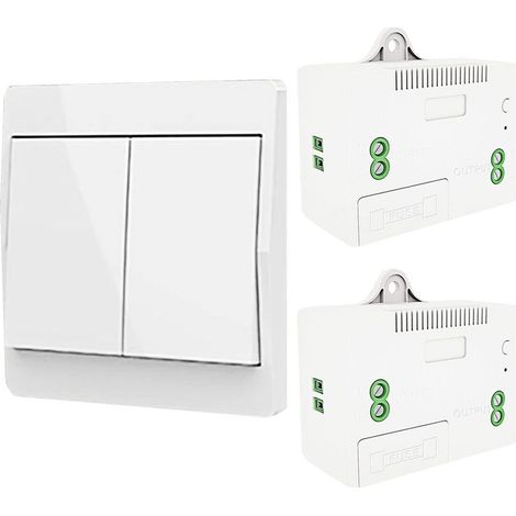Interruptor de luz inalámbrico autogenerador. Interruptor de radiofrecuencia y receptor de relé. Controlador con fusible. Interruptor cinético sin batería (kit unidireccional con 2 llaves). (1/5)
