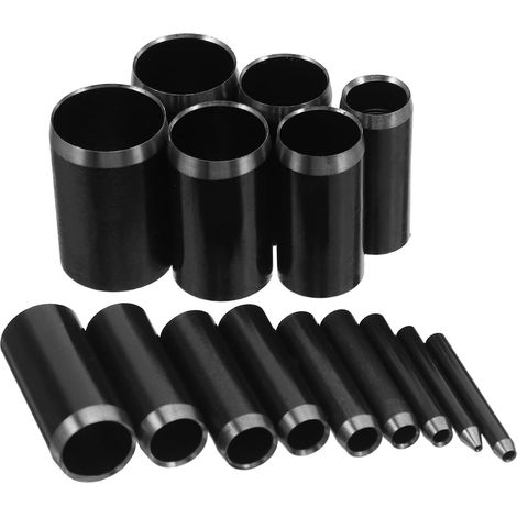 15 Pièces Poinçon Rond Creux pour Cuir Noir, Acier Carbone, 1 à (1/5)