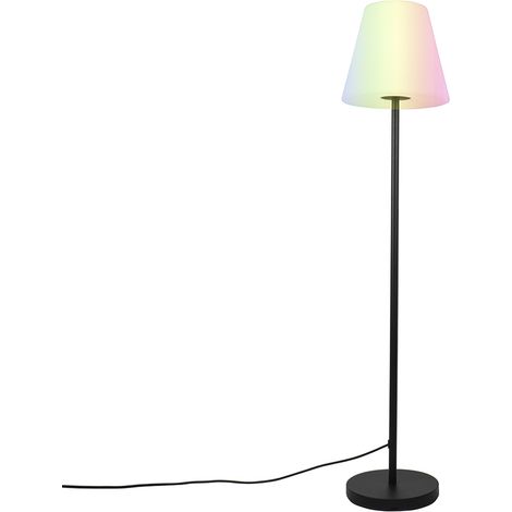 QAZQA Diseño Lámpara de pie inteligente negra con pantalla blanca 35 cm IP65 con LED - Virginia Acero /Plástico /Aluminio Alargada Adecuado para LED Max. 1 x 8.5 Watt
