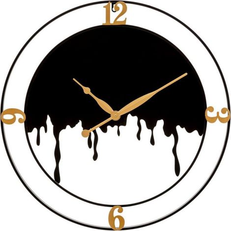 Orologio da parete splash in ferro color nero e oro per salotto e cucina (1/5)