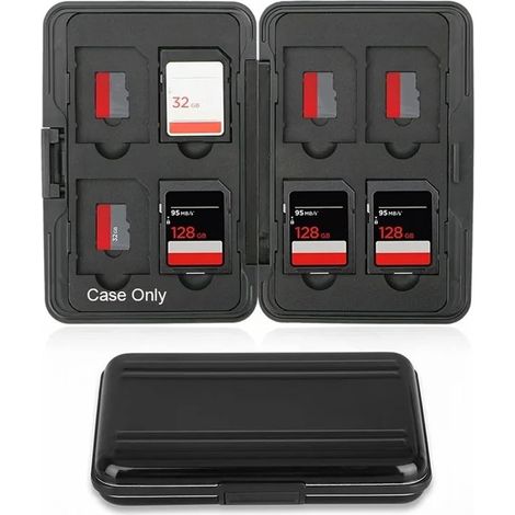 Boîte De Rangement pour Cartes Mémoire, Étui De Transport en Aluminium Étanche Et Résistant Noir, Idéal pour Cartes De Stockage Et Petites Cartes Mémoire (1/5)