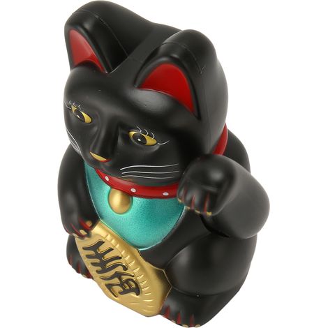 Chat porte-bonheur noir 15 cm en plastique, figurine électrique pour entrée, cadeau de maison, ouverture de magasin (1/5)