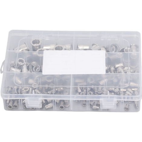 M3 M4 M5 M6 M8 M10 Nietmutternsatz, 180-teilig, Flachkopf-Gewindemuttern aus Edelstahl 304 - Crezuo