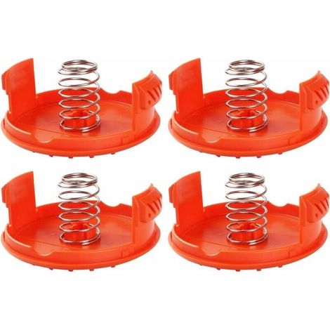 Pack of 4 spool caps + 4 replacement springs, compatible with BLACK+DECKER RC-100-P YMYNY grass trimmers (1/3)