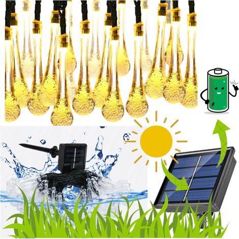 Solarbetriebene Gartenlichterkette mit LED-Anhängern, 6,5 m, warm (1/5)