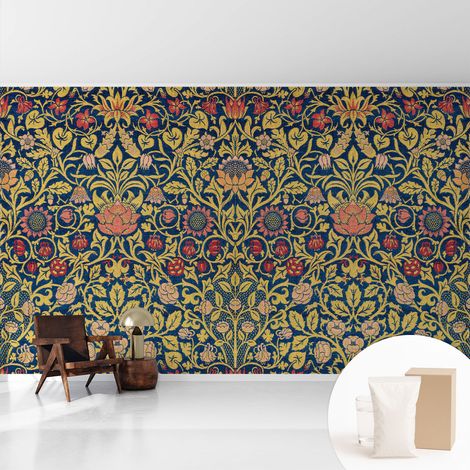 Papier peint intissé pour salon chambre à coucher peint imprimé Installation facile - Colle incluse gratuite Motif floral 416x254 cm (1/5)