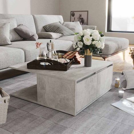 vidaXL Table basse gris béton 80x80x31 cm bois d'ingénierie (1/5)