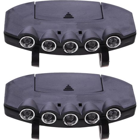 Lampe Frontale Casquette Noire avec Batterie, 2 Pièces, Modes D'éclairage Réglables, Portable, pour Cyclisme Nocturne et Activités Extérieures