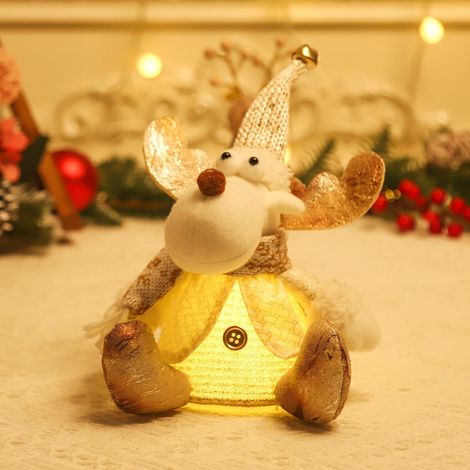 Figurine De Noël Éclairée - Santa Bonhomme De Neige Renne - LED 2700K 50 À 70 Lm - Pour Bureau Étagère Ambiance Festive - Lot De 3 (1/2)