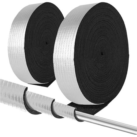Aislamiento en tubo de espuma, 5 cm x 10 m, cinta aislante para enrollar alrededor de tuberías de calefacción y ventilación, aislamiento térmico, antihielo, fácil de cortar a medida (2 rollos) (1/5)